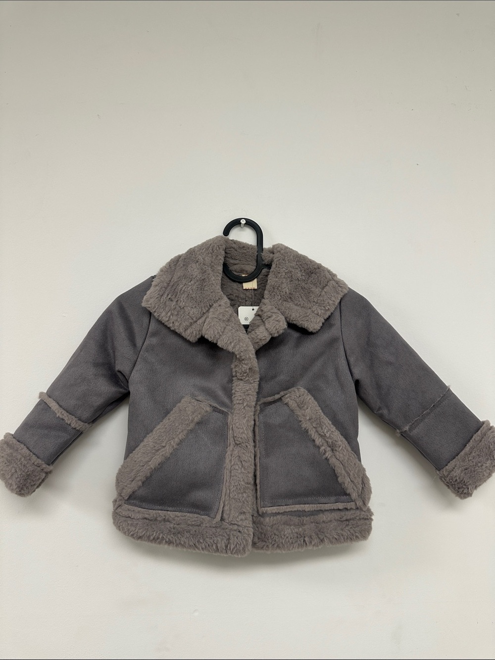 Kids Gray Faux Shearling Coat